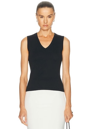 LESET Nando Sleeveless V-Neck Tank Top in Black - Black. Size XS (also in S, M, L, XL).