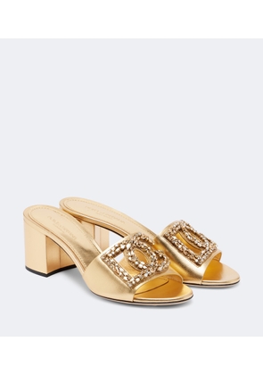 Dolce&Gabbana DG embellished metallic leather mules