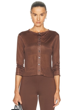 THE PARK Hazel Cardigan in Chocolate - Chocolate. Size S (also in XS, M, L).