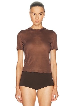 THE PARK Luna Short Sleeve Tee in Chocolate - Chocolate. Size L (also in S, XS, M).