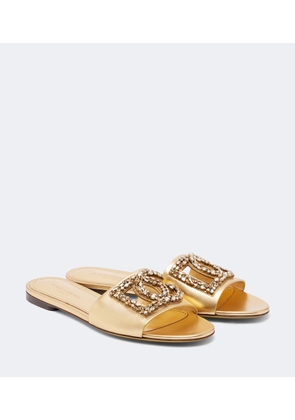 Dolce&Gabbana DG embellished metallic leather slides