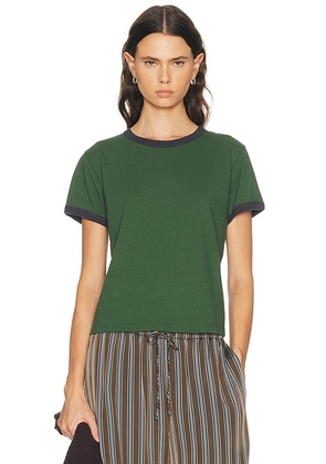 LESET Margo Ringer Tee in Juniper & Midnight - Green. Size XL (also in S, XS, M, L).