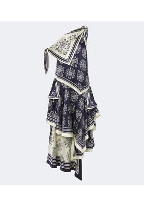 Alemais Banderra asymmetric floral silk midi dress