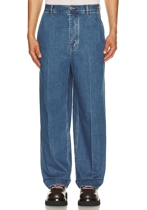 Bottega Veneta Atlantic Blue Denim Wide Leg Trousers in Mid Blue - Blue. Size 46 (also in 48).