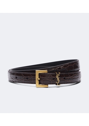 Saint Laurent Cassandre croc-effect leather belt