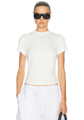THE PARK Willa High Neck 90's Tee in Blanc - White. Size XS (also in S, M).
