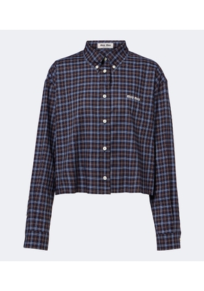 Miu Miu Logo plaid cotton shirt