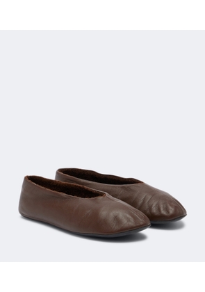 The Row Stella shearling-trimmed leather ballet flats