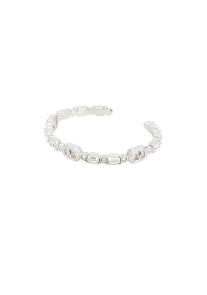 Valentino Garavani Ovalette Cuff Bracelet in Rhodium & Crystal - White. Size S (also in M).
