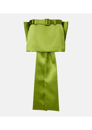 Self-Portrait Belted bow-detail satin miniskirt