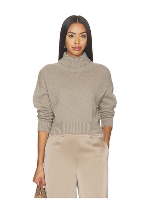 Enza Costa Cotton Cashmere Funnelneck Sweater in Brown. Size S. Also in XS, M, L, XL.