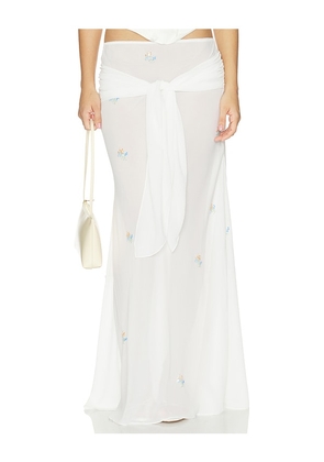 Anna October Oriana Maxi Skirt With Embroidery in Ivory. Size XS. Also in S, M.
