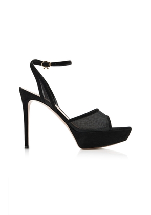 Gianvito Rossi Mesh and Suede Platform Pumps - Moda Operandi