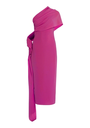 Marmar Halim Cape-Detailed Silk Crepe Midi Dress - Moda Operandi