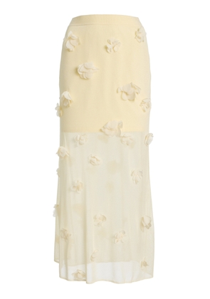 SIMKHAI Cora Floral Applique Mesh Midi Skirt - Moda Operandi