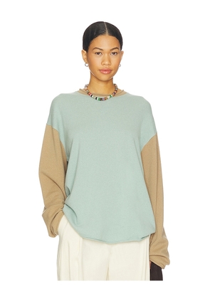 Guest In Residence Baseball Oversized Crew in Slate,Brown. Size S. Also in XS, M.
