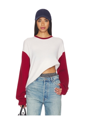 Guest In Residence Baseball Oversized Crew in Cream,Red. Size S. Also in XS, M, L.