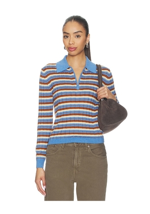 Guest In Residence Track Polo in Blue,Cognac. Size S. Also in XS, M.