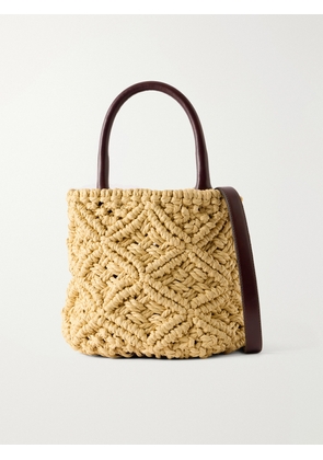 AMANU - The Zanzibar Leather-trimmed Raffia-effect Woven Mini Bag - Brown - One size