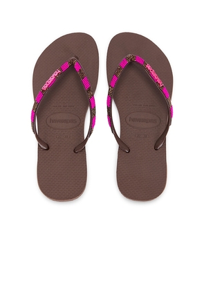 Havaianas Slim Glow Sandal in Chocolate. Size 37/38. Also in 39/40.
