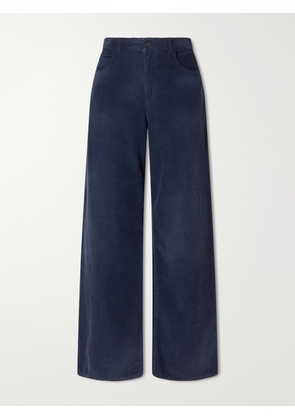 The Row - Eglitta High-waist Stretch-cotton Corduroy Wide-leg Pants - Blue - 23,24,25,26,27,28,29,30,31,32