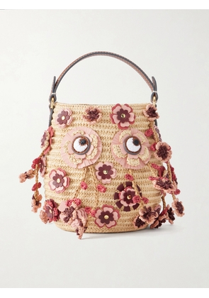 Anya Hindmarch - Blossom Creature Embellished Raffia Mini Bag - Neutrals - One size