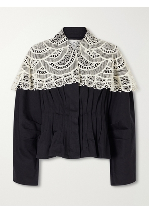 Sea - Alina Crocheted Pleated Cotton Jacket - Black - x small,small,medium,large,x large