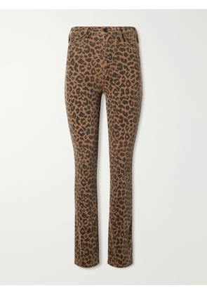 Mother - The Hustler Flood Leopard-print Cotton-blend Corduroy High-rise Flared Pants - Animal Print - 23,24,25,26,27,28,29,30,31,32