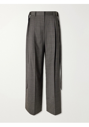 Simone Rocha - Checked Wool-blend Wide-leg Pants - Gray - UK 4,UK 6,UK 8,UK 10,UK 12,UK 14
