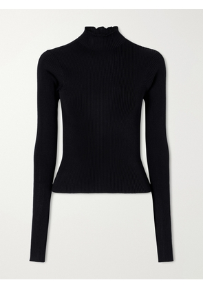 RIER - Ribbed Silk Turtleneck Sweater - Black - xx small,x small,small,medium,large,x large