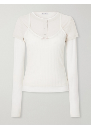 Acne Studios - Ersilia Layered Ribbed Lyocell And Cotton-blend T-shirt - Neutrals - xx small,x small,small,medium,large,x large
