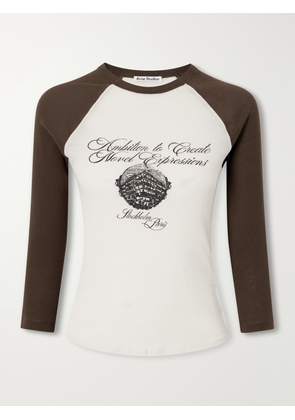 Acne Studios - Printed Cotton-ribbed T-shirt - Neutrals - xx small,x small,small,medium,large,x large