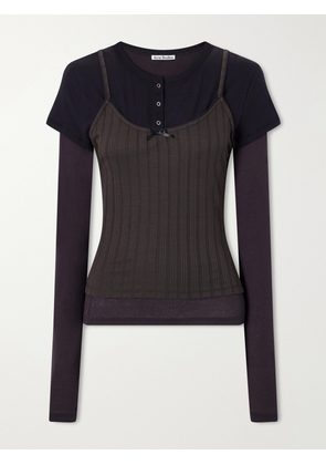 Acne Studios - Ersilia Layered Ribbed Lyocell And Cotton-blend T-shirt - Black - xx small,x small,small,medium,large,x large
