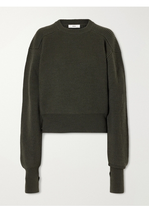 RIER - Ribbed Virgin Wool Sweater - Green - xx small,x small,small,medium,large,x large