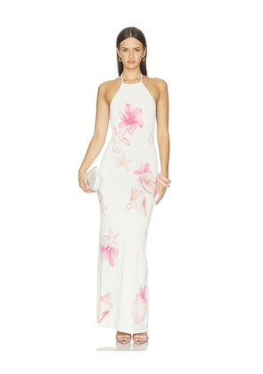 Lovers and Friends Theia Floral Print Halter Maxi Dress in Ivory. Size XXS. Also in XS, S, M, L, XL.