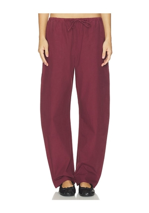 LESET Kyoto Drawstring Pant in Burgundy. Size XS. Also in S, M, L.
