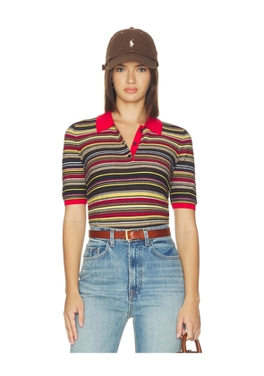 PISTOLA Ashlee Short Sleeve Polo Sweater in Multi. Size XS. Also in S, M, L, XL.