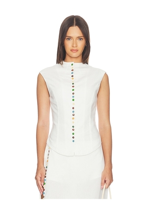 Yellow The Label Quinn Linen Top in White. Size S. Also in XS, M.