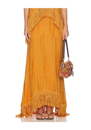 Yellow The Label Lennie Fringe Skirt in Orange. Size S. Also in XS, M.