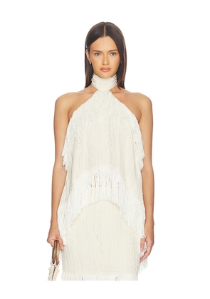 Yellow The Label Jones Fringe Top in White. Size S. Also in XS, M.