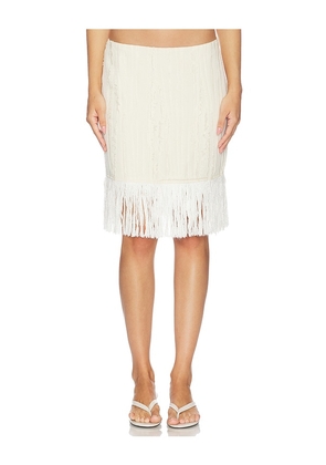 Yellow The Label Fritz Fringe Skirt in White. Size S. Also in XS, M.