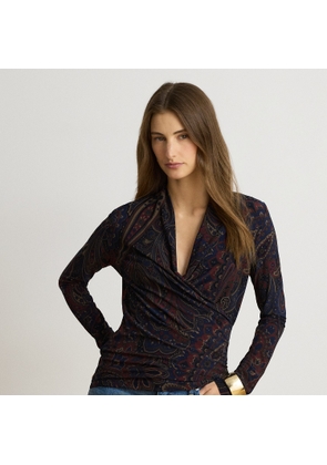 Paisley Stretch Jersey Surplice Top