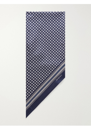 SAINT LAURENT - Printed Silk-Twill Scarf - Men - Blue