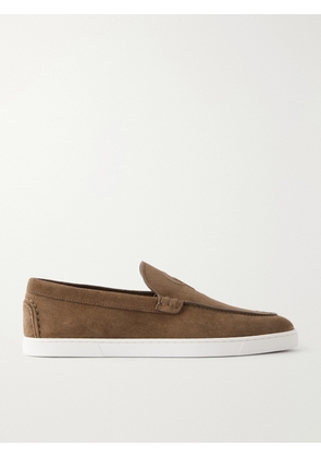 Christian Louboutin - NeoCL Logo-Embossed Suede Boat Shoes - Men - Brown - EU 40