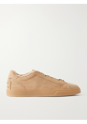 Tod's - Cassetta 04L Shearling-Lined Suede Sneakers - Men - Brown - UK 7.5