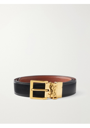 SAINT LAURENT - 3cm Reversible Leather Belt - Men - Black - EU 85