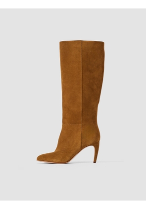 Jolie Suede Knee High Heeled Boots - 36