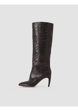 Jolie Woven Leather Knee High Heeled Boots - 36