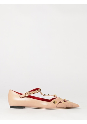VALENTINO GARAVANI Studdy T-Strap Studded Sheepskin Ballet Flats
