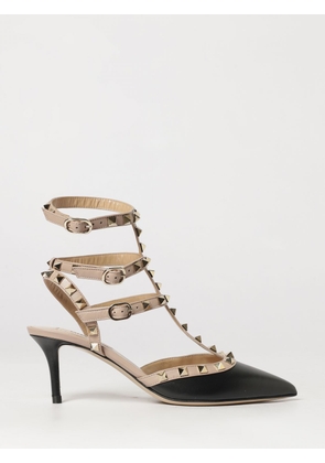 VALENTINO GARAVANI Rockstud Leather Slingback Pumps with Studs and Mid Stiletto Heel